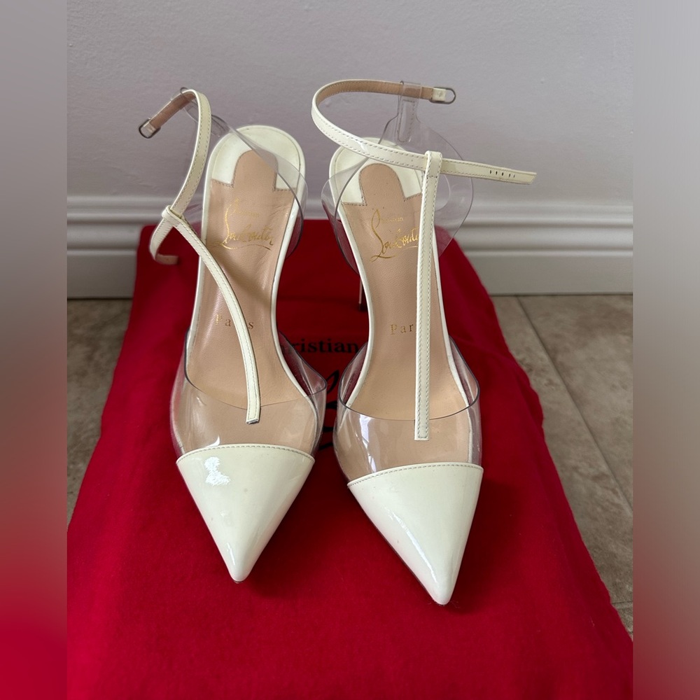 Christian Louboutin Cream and Clear Heels